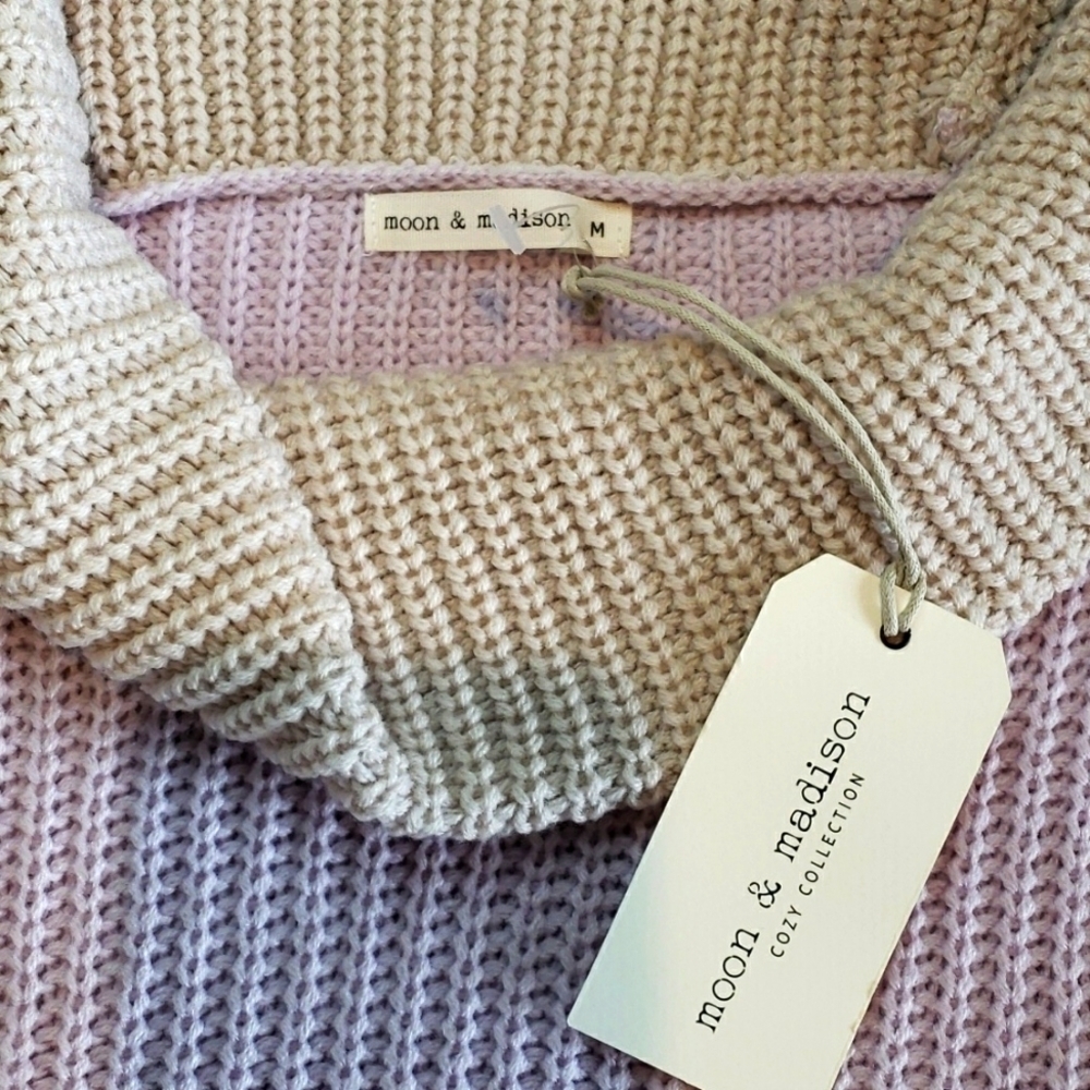 Moon & Madison Cowl Neck Crop Top Sweater, Knit Long Sleeved, size M - Picture 3 of 6
